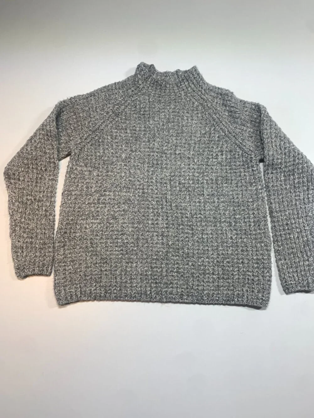 Denver Hayes Cozy Knit Mock Neck Sweater Grey Textured Pullover Size L - Picture 2 of 10